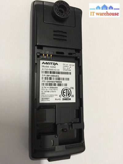 - Aastra 420D Handset Mobility Phone (No Rear Cover No Battery Base Charger)
