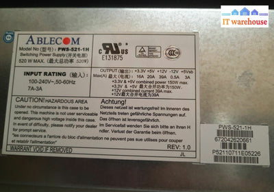 - Ablecom Supermicro 1U 520W Switching Power Supply Pws-521-1H @@@