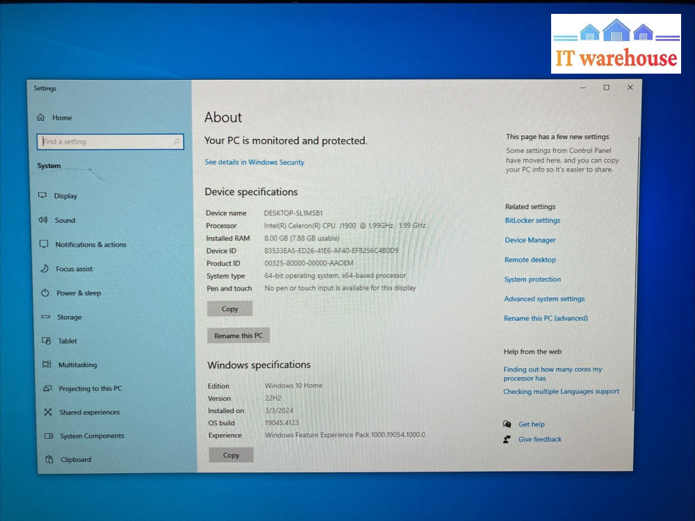 Acer Aspire X Axc-603-Er12 Sff Pc Intel J1900 Cpu / 8Gb Ram 1Tb Hdd Win 10 ~