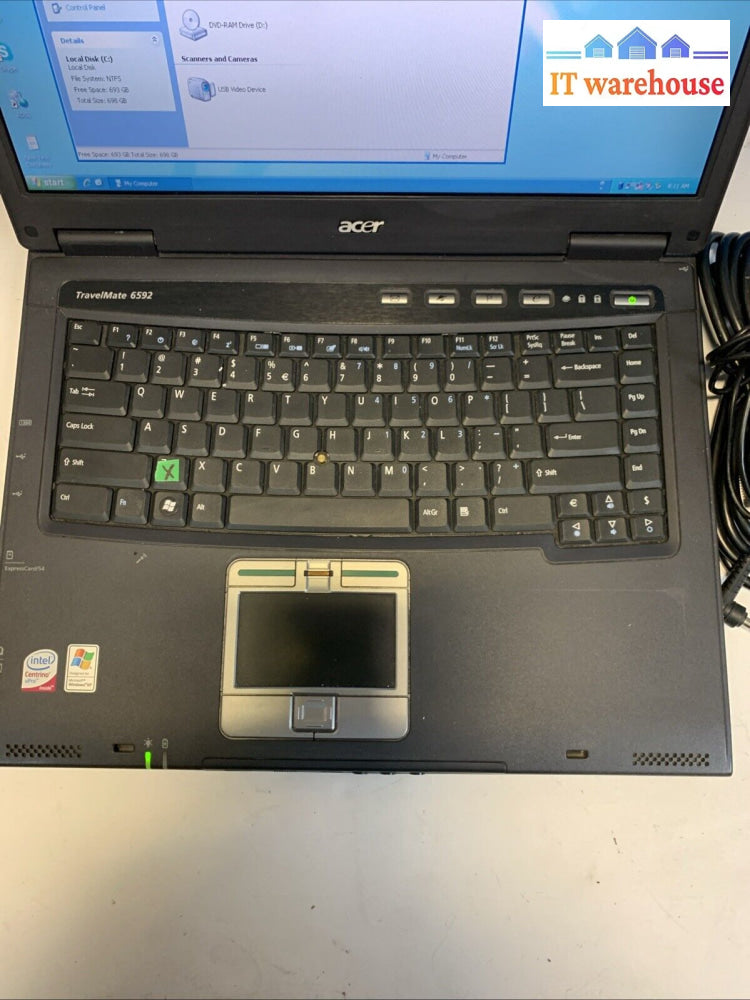 Acer Travel Mate 6592 C2D T7300 2GB 750GB Windows xp pro sp3 (one key defective)