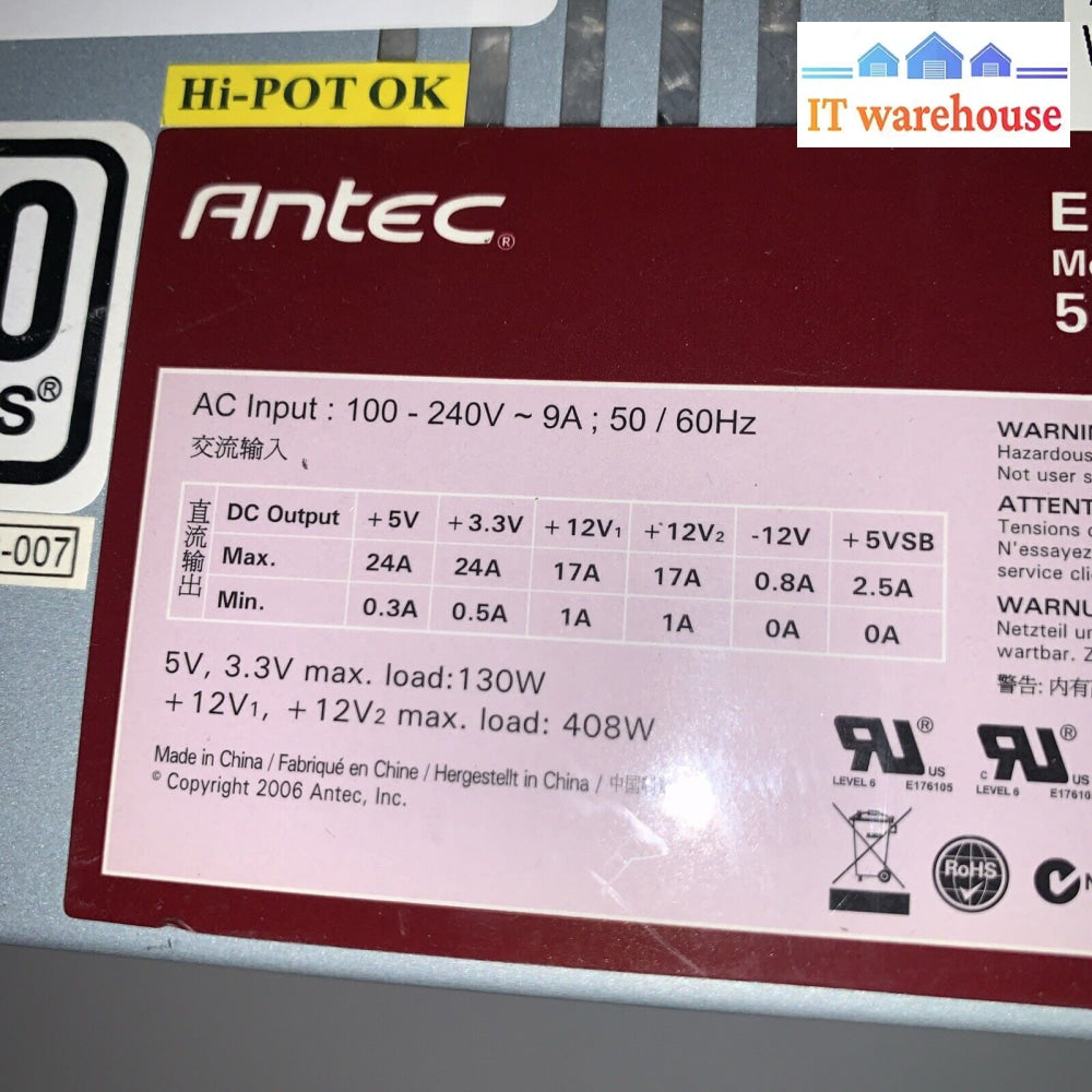 Antec Earthwatts EA-500D 500W ATX Power Supply 24/8/2x 6pin
