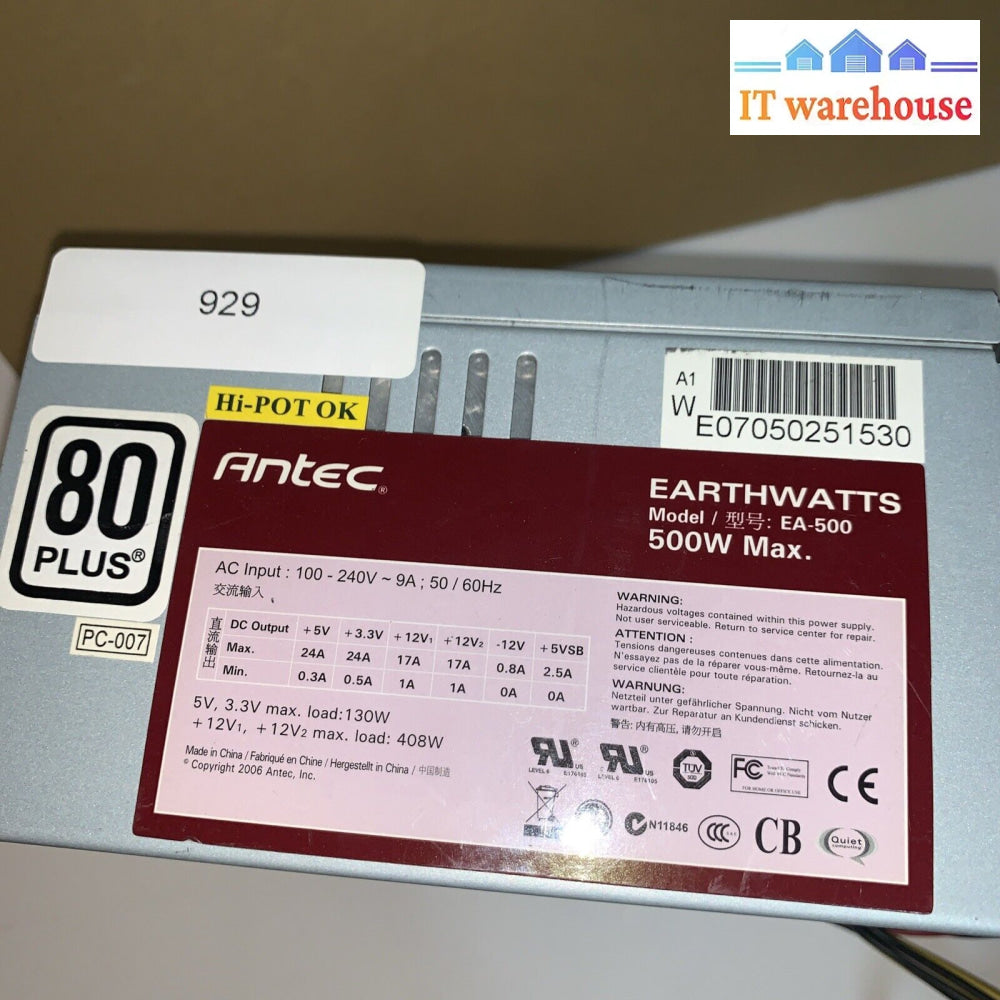 Antec Earthwatts EA-500D 500W ATX Power Supply 24/8/2x 6pin