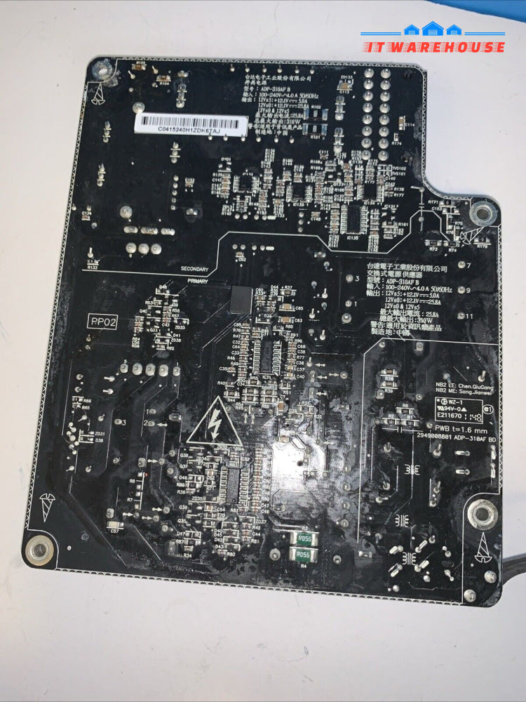 Apple A1419 Power Board Supply PA-1311-2A 614-0501 ADP-310AF B