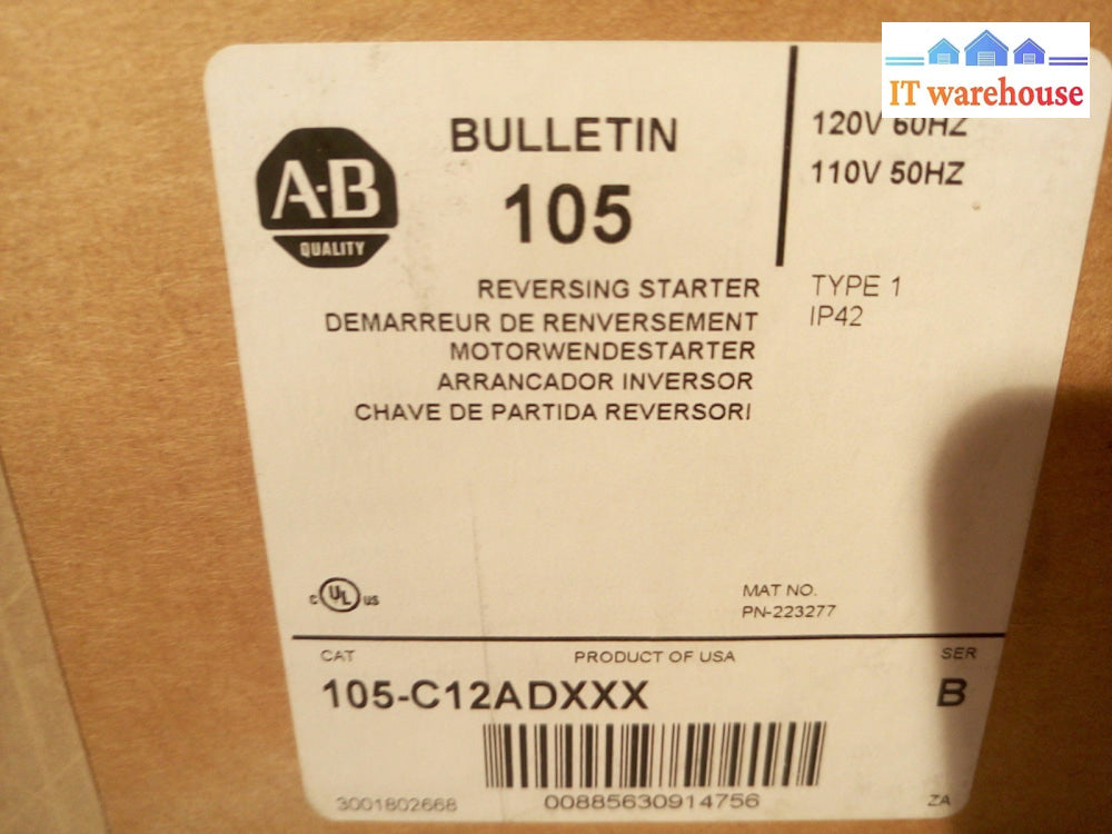 - Brand New Allen Bradley Bulletin 105 Reversing Starter Cat 105-C12Adxxx