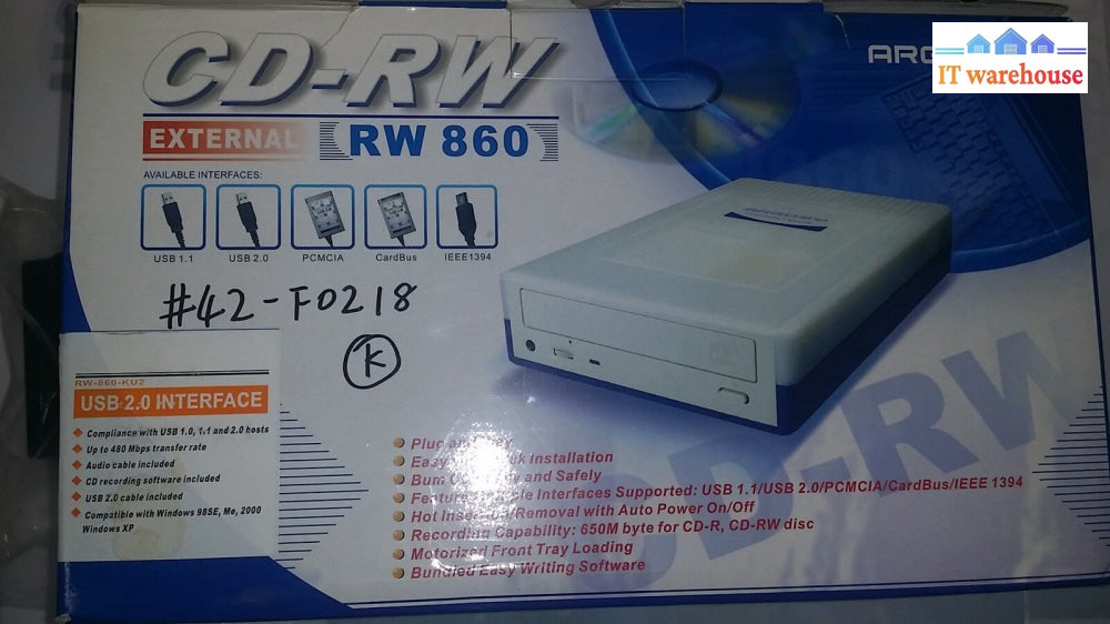Brand New Argosy Rw-860-Ku2 External Usb 2.0 To Ide Drive 40X12X40X