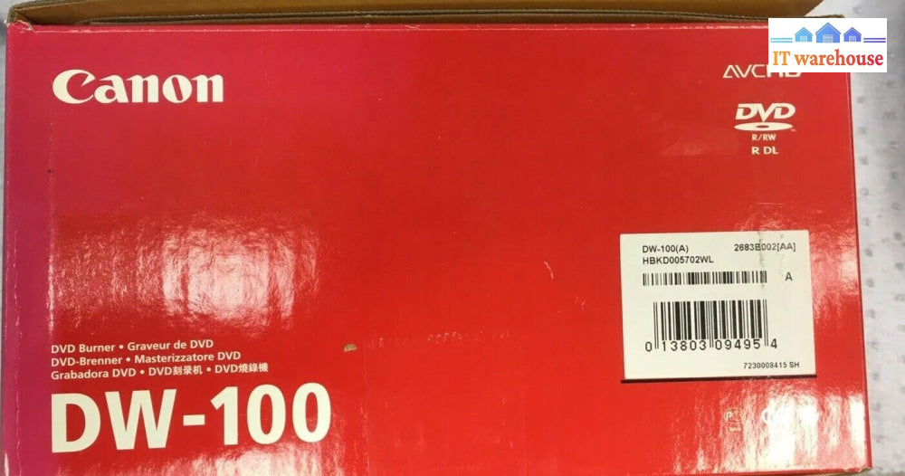 ~ Canon Dw-100 Dvd Burner Dim-860 With Power Adapter And Manual