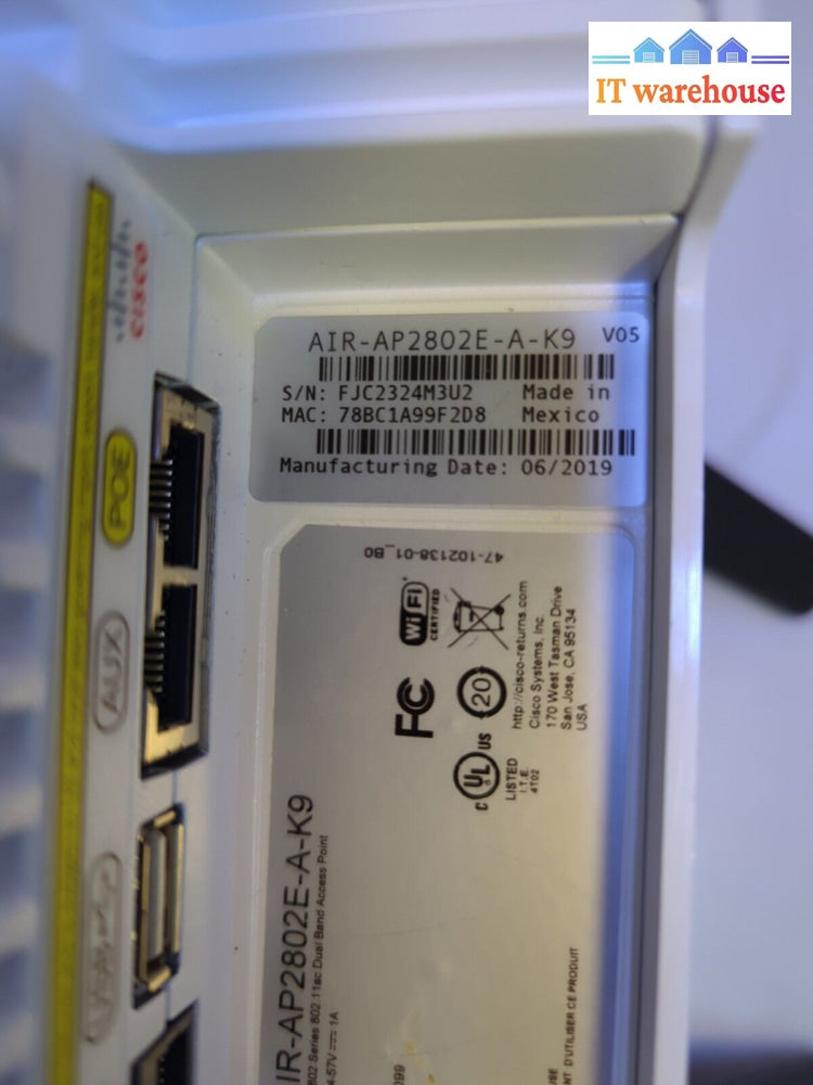 - Cisco Air-Ap2802E-A-K9 2800E Access Point Dual-Band 802.11A/G/N/Ac