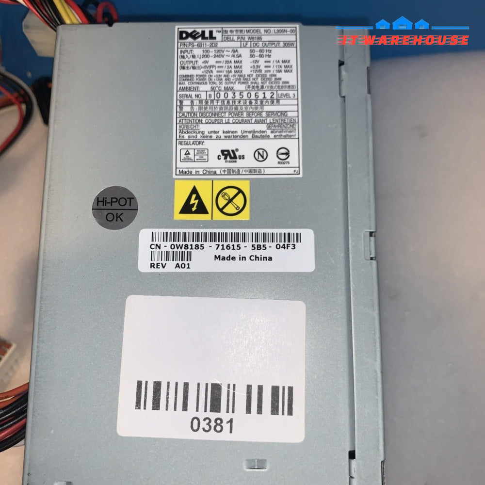 Dell L305N-00 W8185 305W Power Supply 24-Pin BTX for OptiPlex GX620 745 755