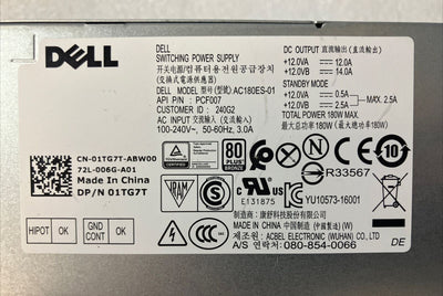 Dell Optiplex 180W Desktop Power Supply Psu P/N 01Tg7T Model Ac180Es-01 Pcf007 ~