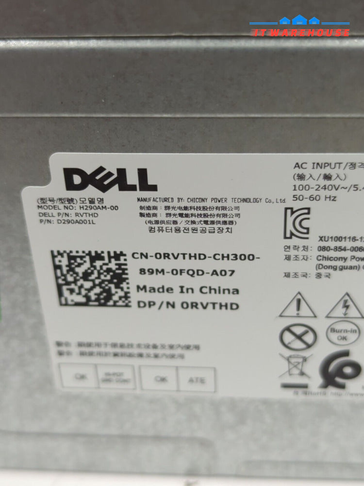 Dell OptiPlex 3670 Power Supply 290W RVTHD 0RVTHD H290AM-00 Tested