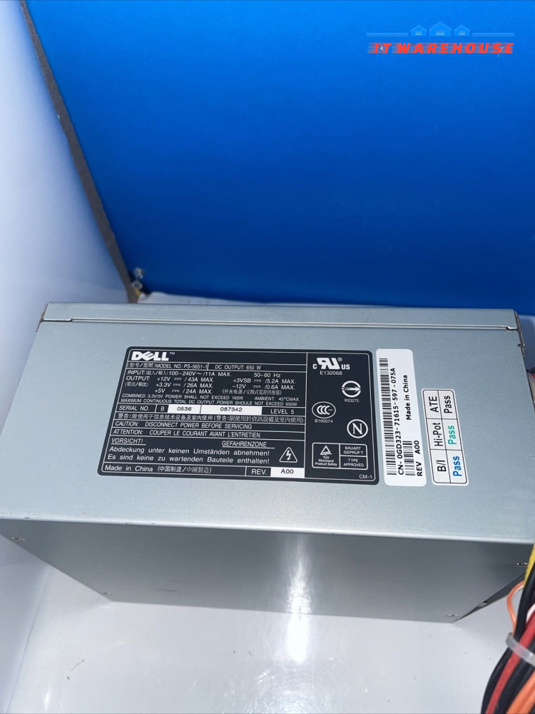 Dell Poweredge 1800 Server Power Supply 650W Ps-5651-1 0U2406 0Gd323