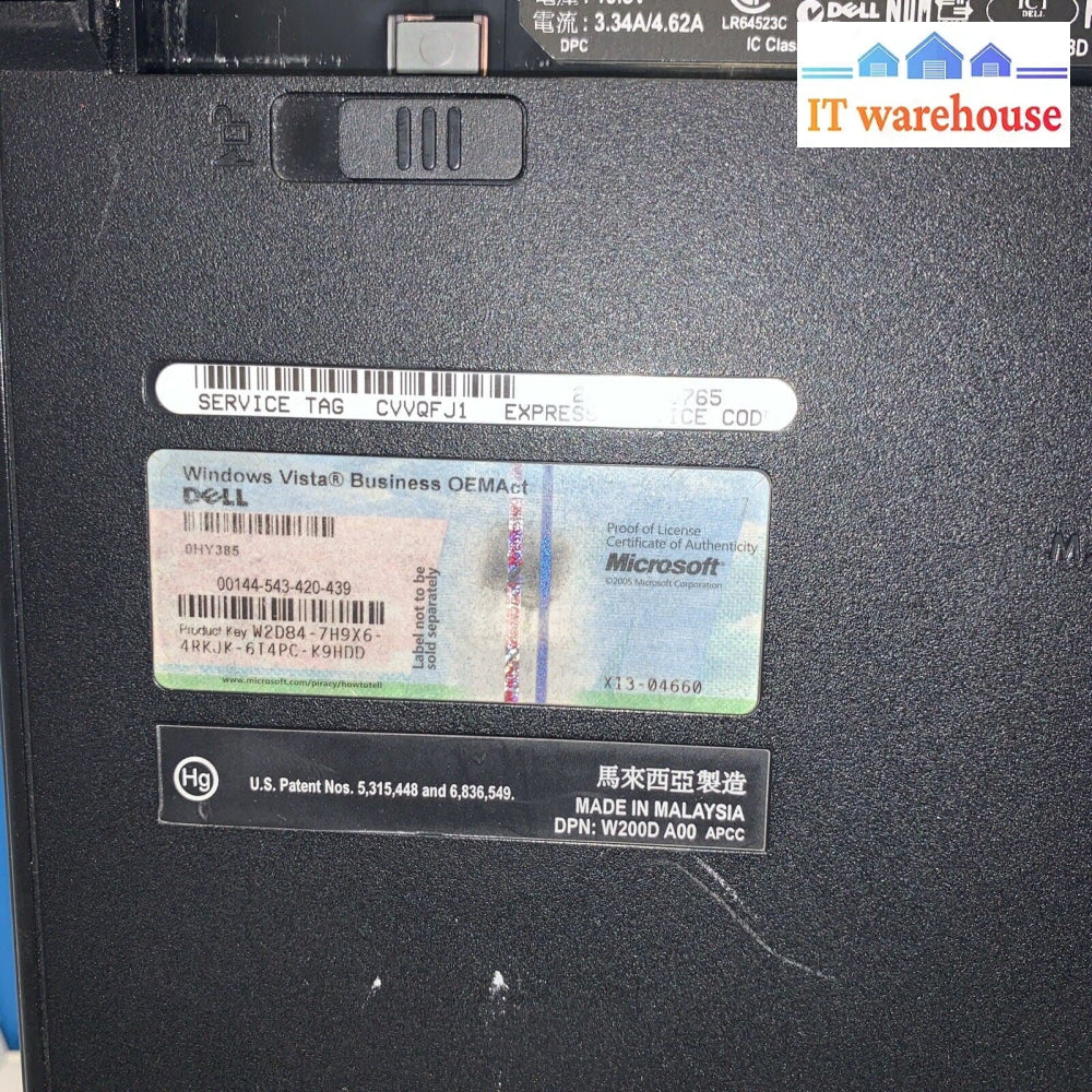 Dell Vostro 1701 17" T7100 laptop motherboard lower parts (working)