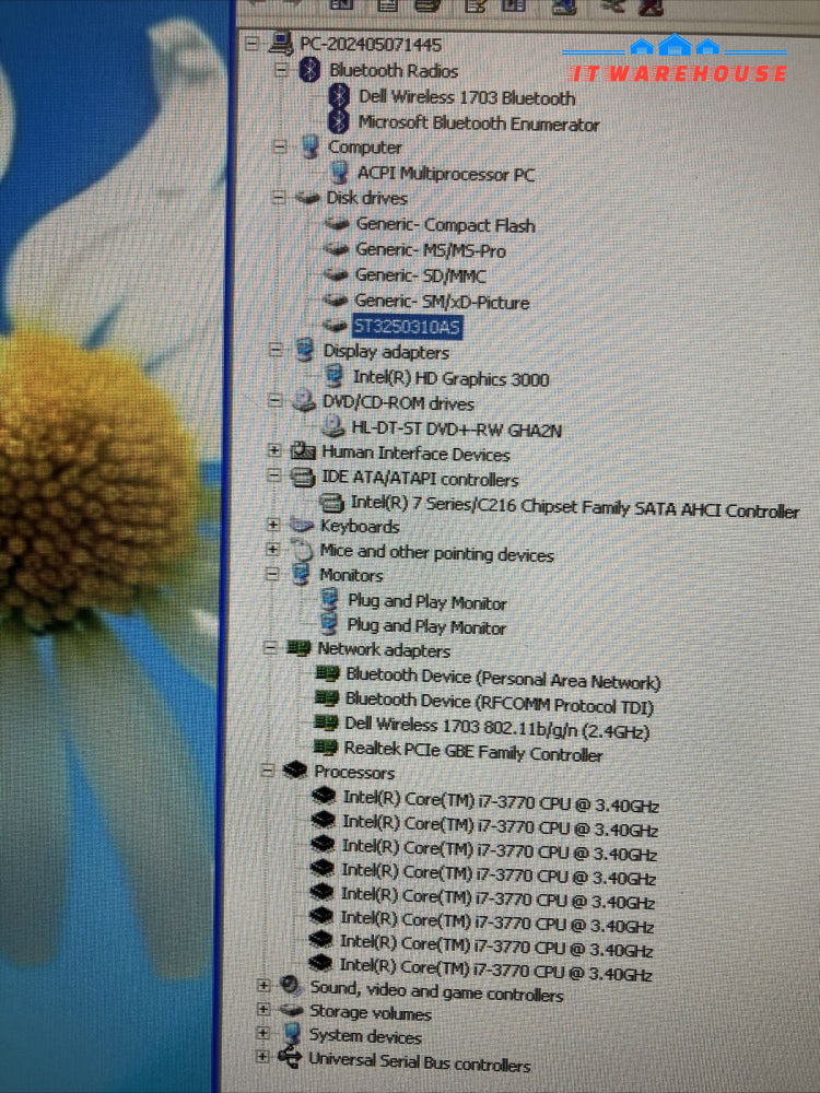 Dell XPS 8500 Desktop Intel i7-3770 CPU / 4GB RAM / 250GB HDD / Windows XP