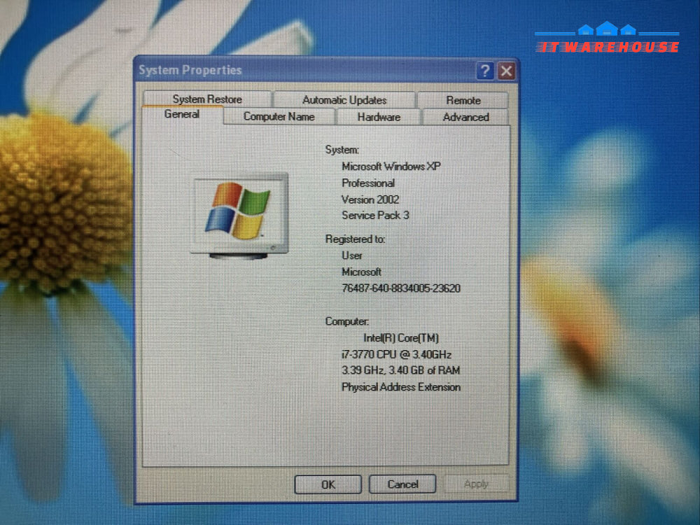 Dell XPS 8500 Desktop Intel i7-3770 CPU / 4GB RAM / 250GB HDD / Windows XP