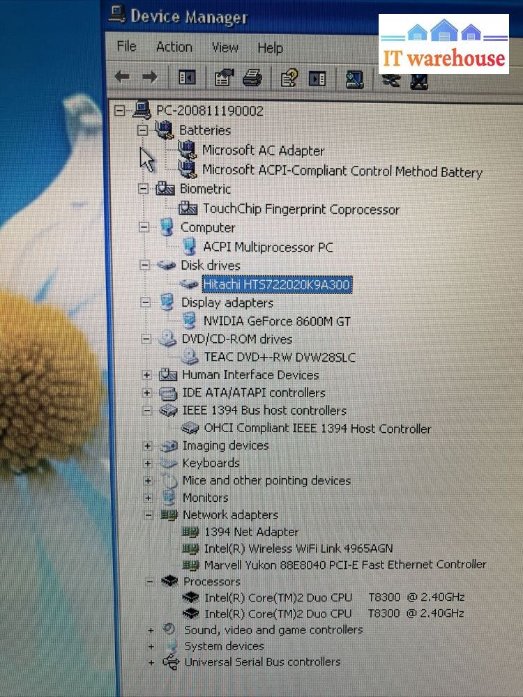 Dell Xps M1530 15’ Laptop Intel Core 2 Duo Cpu / 3Gb Ram 200Gb Hdd Win Xp ~