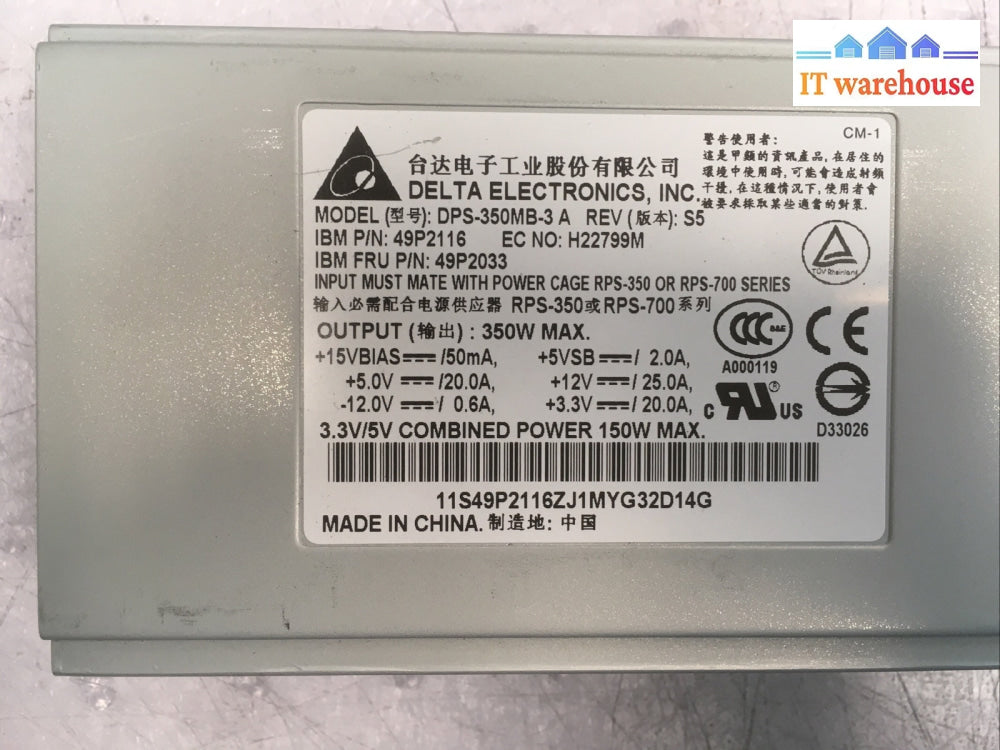 + DELTA POWER SUPPLY 350W 49P2116 49P2033 DPS-350MB-3 A