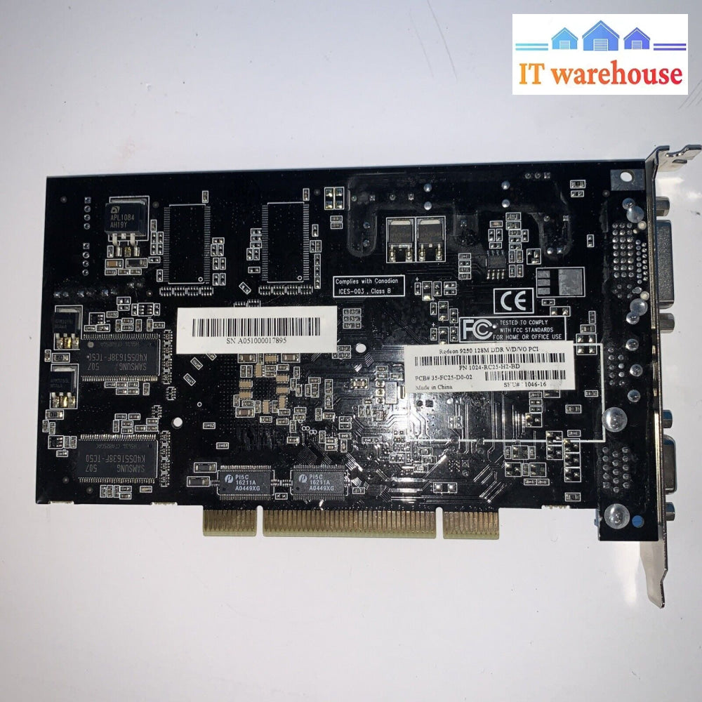 Diamond Ati Radeon 9250 128Mb Ddr 64-Bit Dx8 Pci Video Card Gpu 1024-Rc25-H2-Bd