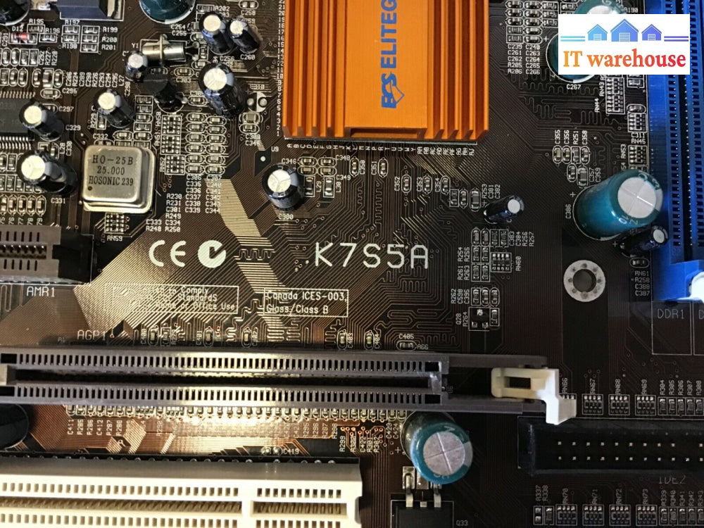 Ecs Elitegroup K7S5A Motherboard W/ Amd K7 Athlon Cpu Heatsink Fan 0.5Gb Ram I/O