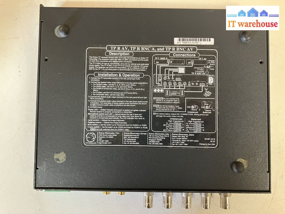 ~ Extron TP R BNC A AV TP Twisted Pair Receiver for RGBHV Audio