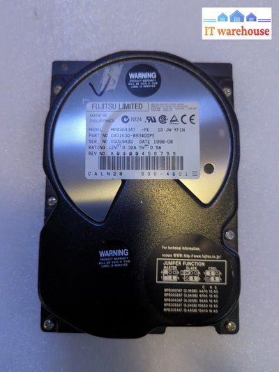 - Fujitsu Mpb3043At Pn Ca01630 4.0Gb Ide 3.5’ Hard Drive Tested (7 Hours Only)