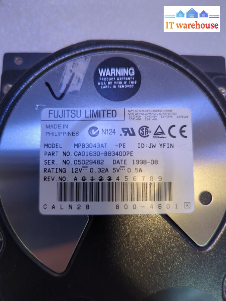 - Fujitsu Mpb3043At Pn Ca01630 4.0Gb Ide 3.5’ Hard Drive Tested (7 Hours Only)
