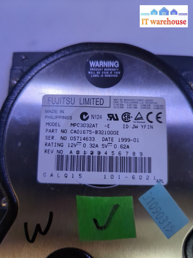 Fujitsu Mpc3032At 3.2Gb 3.5’ Ide Hard Drive Tested -