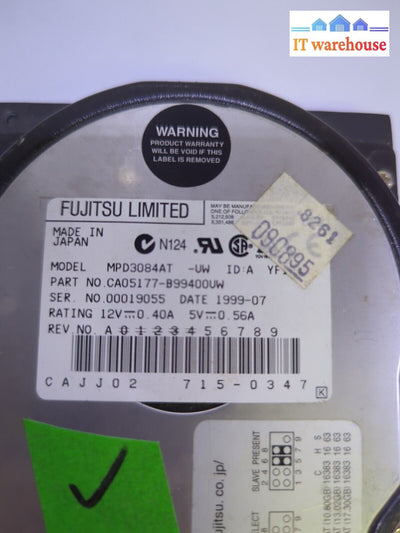 Fujitsu Mpd3084At 3.5’ Ide Hdd 8.4Gb Ultra Dma/66 5400Rpm Tested -