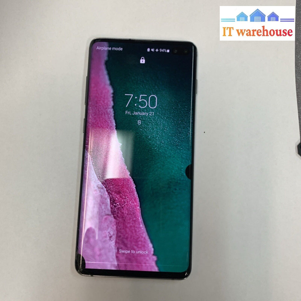 Galaxy S10 Plus SM-G975U1 (1TB) Smartphone (cracked read)