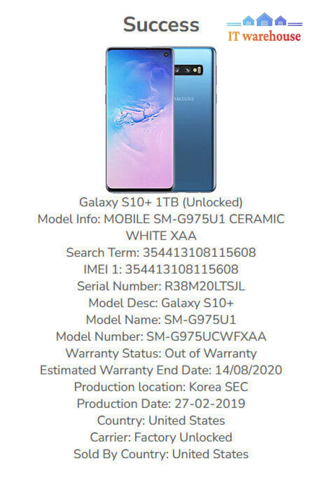 Galaxy S10 Plus SM-G975U1 (1TB) Smartphone (cracked read)