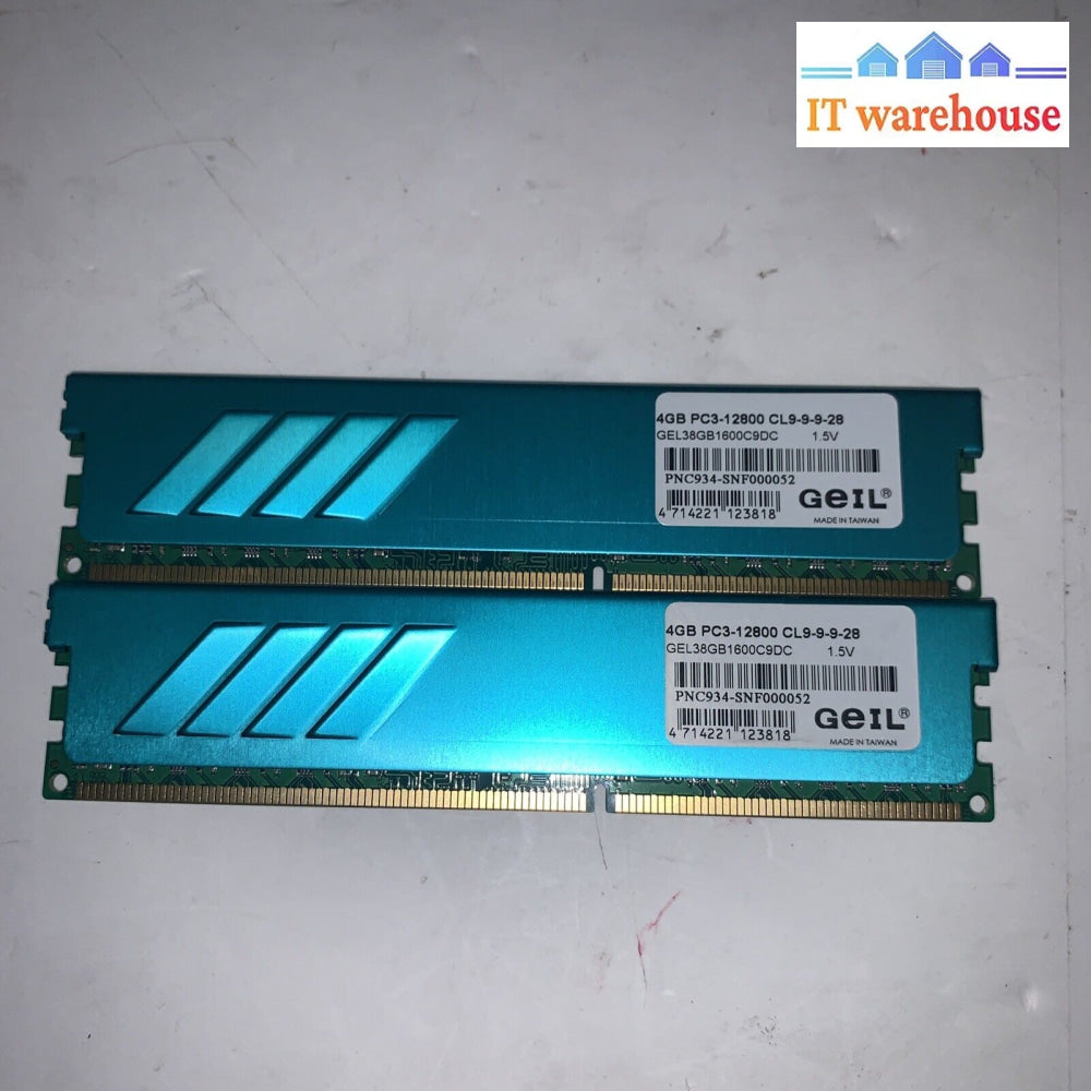 Geil 8Gb = 2X 4Gb Leggera Ddr3 1600Mhz Cl9 Kit Gel38Gb1600C9Dc Desktop Ram