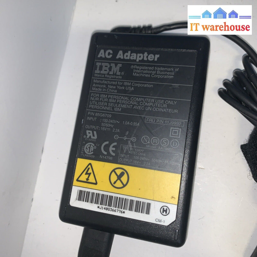 Genuine IBM AC Adapter 16V 2.2A P/N:85G6709 3-Prong + Power Cord
