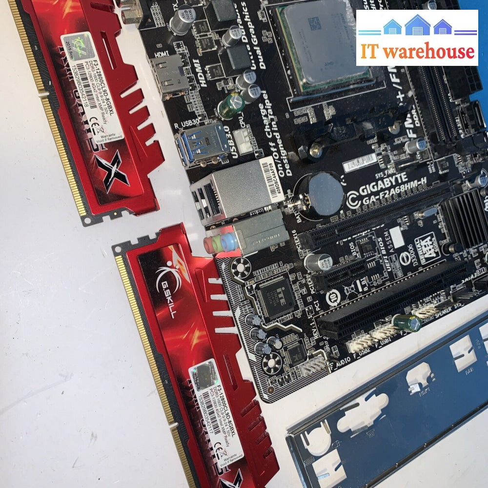 GIGABYTE GA-F2A68HM-H Micro ATX Motherboard With I/O Shield 2x4GB Ram& CPU