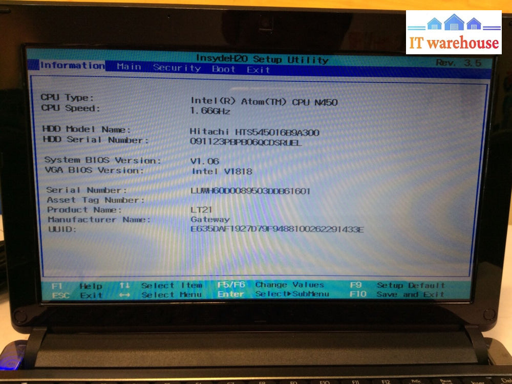 (Grade A)Gateway Nav50 10’Laptop Atom N450 1.66Ghz 2Gb Ram 160Gb Hdd Win 7S