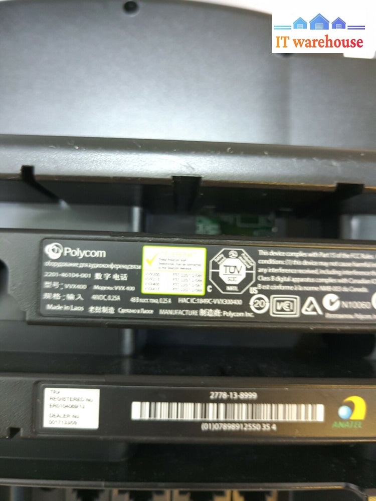 (Grade A) Polycom Vvx 400 Desktop Ip Phone 2201-46104-001 W/Handset& Stand