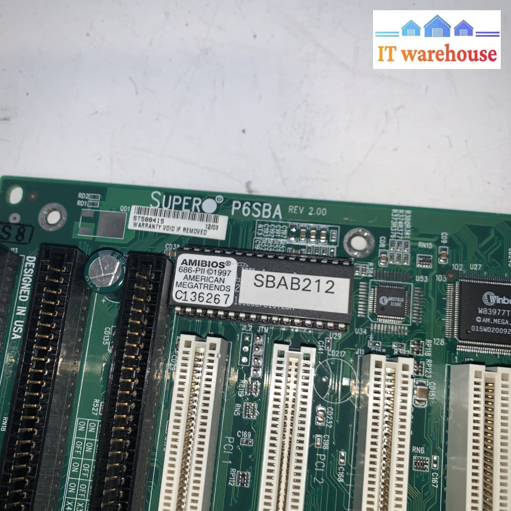 Grade A ~ Super Micro Computer P6SBA Motherboard Intel P3 1000MHZ CPU