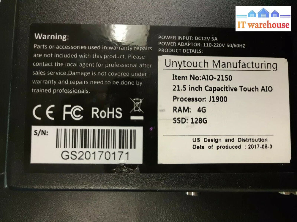 - (Grade A) Y215-R9 21.5" TOUCHSCREEN GLASS FOR UNYTOUCH AIO-2150