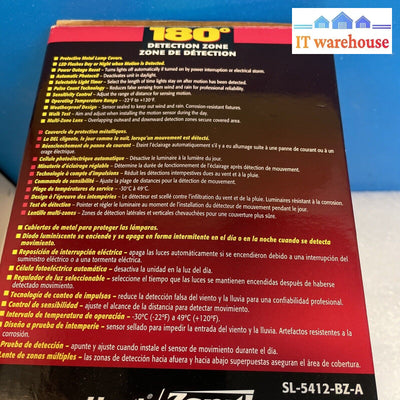 Heath Zenith New 180 Degree Motion Security Light In Detection Sl-5412-Bz-A