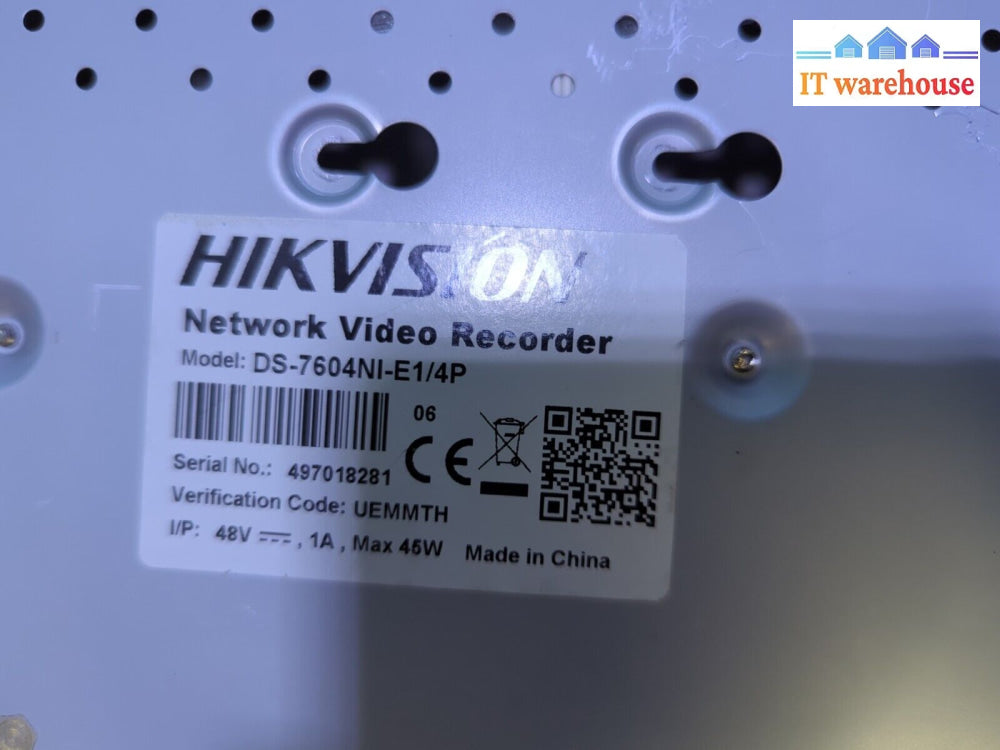 Hikvision Ds-7604Ni-E1/4P 4Ch Network Video Recorder With Ac (No Hard Drive) -