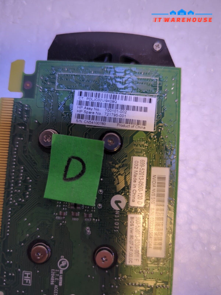 HP 721795-001 NVIDIA Quadro NVS 510 2GB DDR3 4x Mini DP Full Profile Video Card-