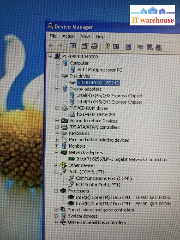 Hp Compaq 6000 Pro Sff Desktop Core 2 Duo Cpu 4Gb Ram / 500Gb Hdd Windows Xp ~