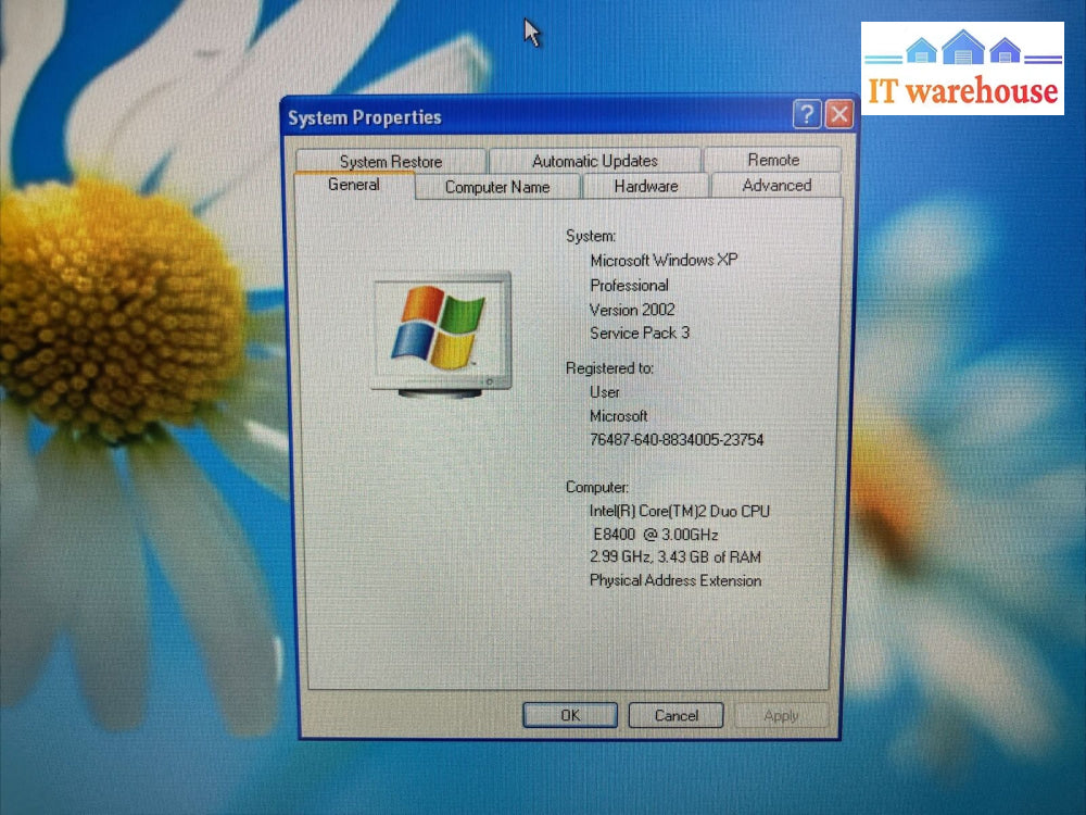 Hp Compaq 6000 Pro Sff Desktop Core 2 Duo Cpu 4Gb Ram / 500Gb Hdd Windows Xp ~