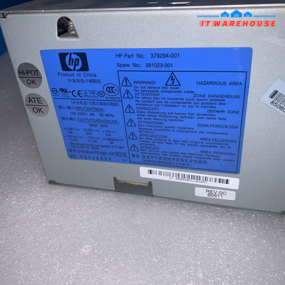 HP COMPAQ DC 7600 PS-6361-4HF 365W PSU - 379294-001 - 381023-001