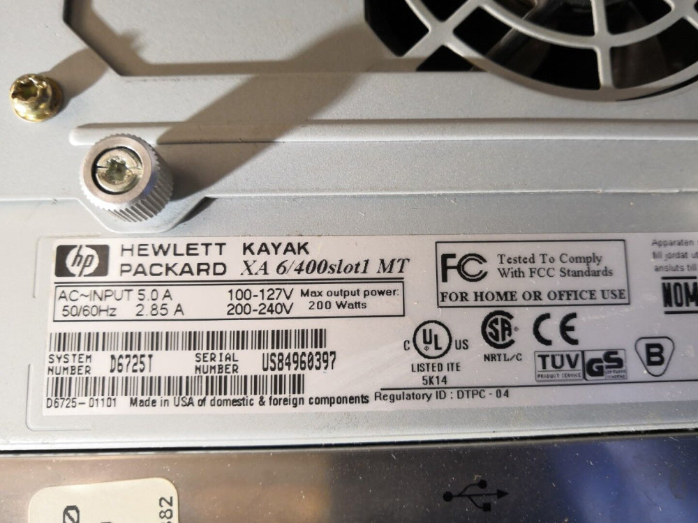Hp Kayak Xa 6/400 Mt D6725T Pentium Ii 128Mb Ram Pc Workstation