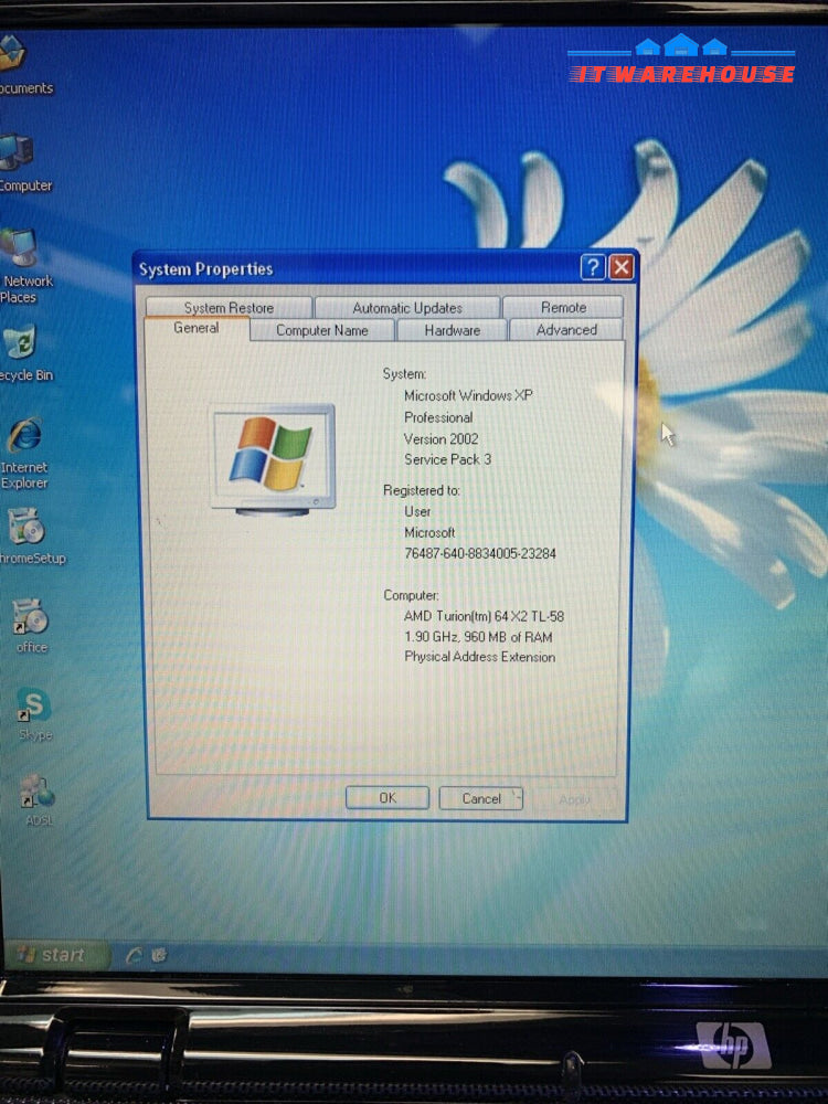 HP Pavilion 2500 laptop windows XP SP3