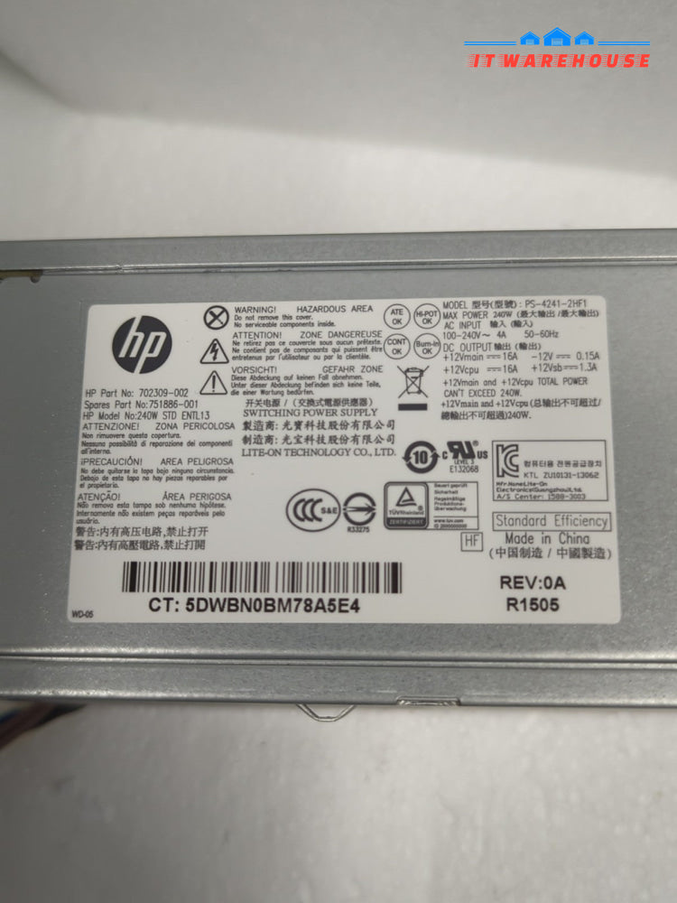 HP PSU 240W Power Supply 702309-002 751886-001 PS-4241 For 800 G1