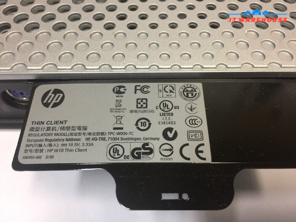 HP T610 Thin Client AMD G-T56N 1.65GHz/2GB RAM/2GB FLASH DISK + AC adapter