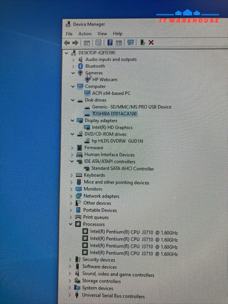 Hp Tpc-Q030 22-B009 21.5’’ Desktop Pentium J3710 Cpu / 8Gb Ram 1Tb Hdd Win10~