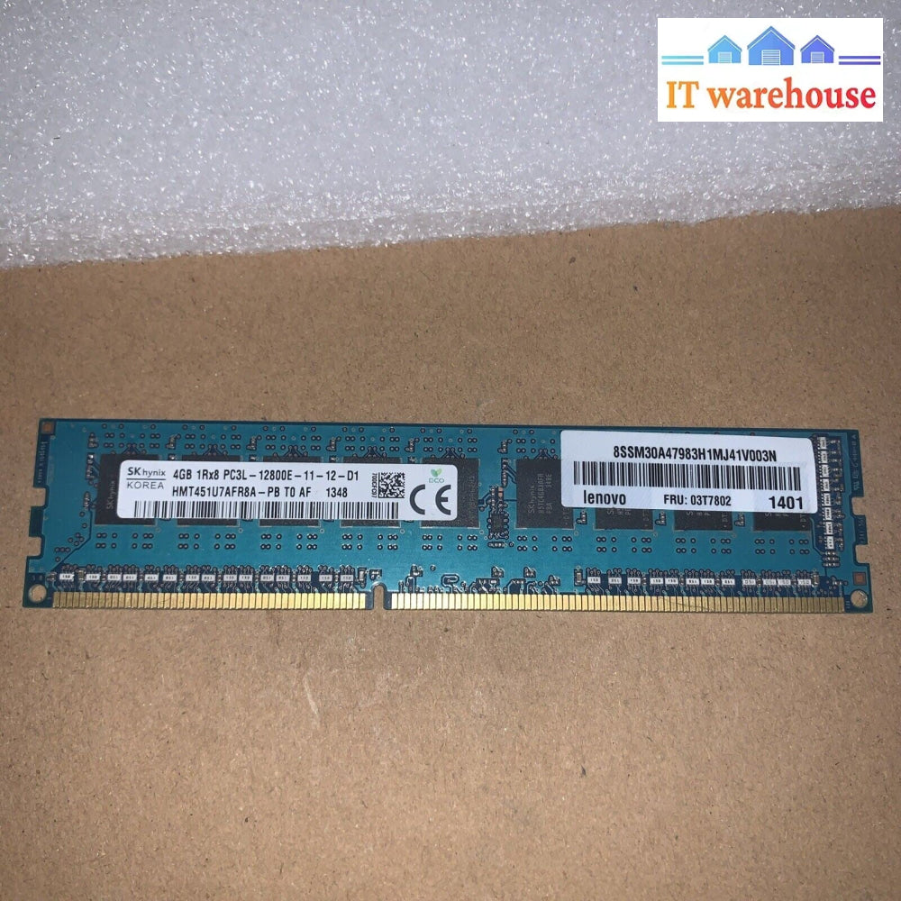 Hynix 4GB PC3L-12800E DDR3 1600Mhz ECC SERVER Memory HMT451U7AFR8A-PB