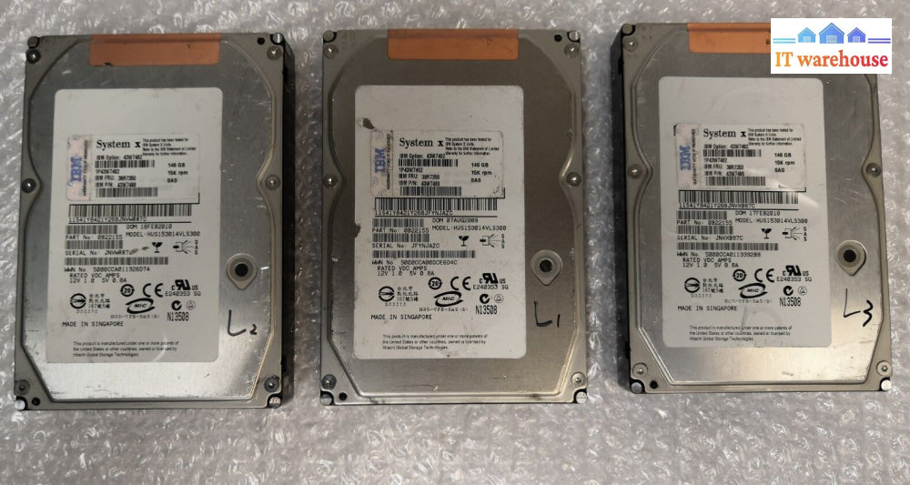 - Ibm 146.8Gb 15K Sas Hdd Hus153014Vls300 43W7482 43W7488 39R7350 @@@