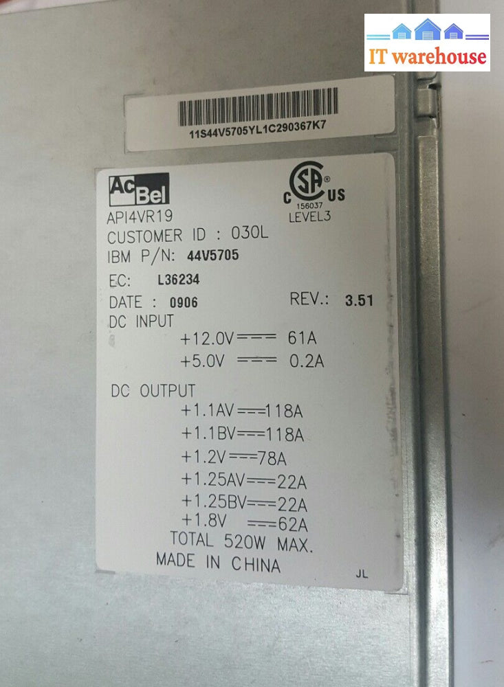 Ibm 44V5705 L36234 Rev 3.51 Api4Vr19 Processor Pwr Regulator 520W @@@